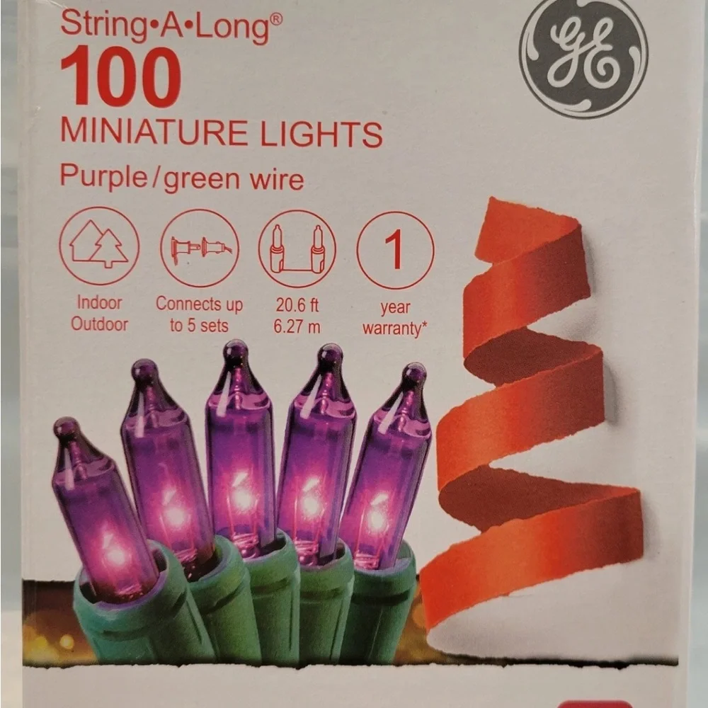 4x GE String-A-Long 100ct Purple String Lights Incandescent Halloween Christmas